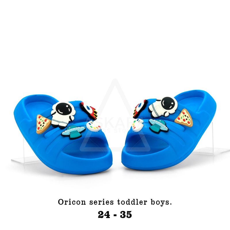 Sandal anak cowok casual double strap jibitz astronot jelly import new fashion