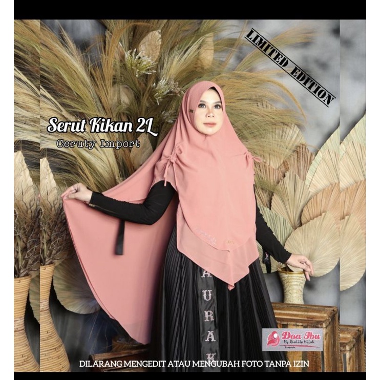 633 Jilbab Ceruty 2 Layer DOA IBU Jumbo/Hijab Khimar Syari 2 Layer/Jilbab DOI softped Jumbo Ceruty 2