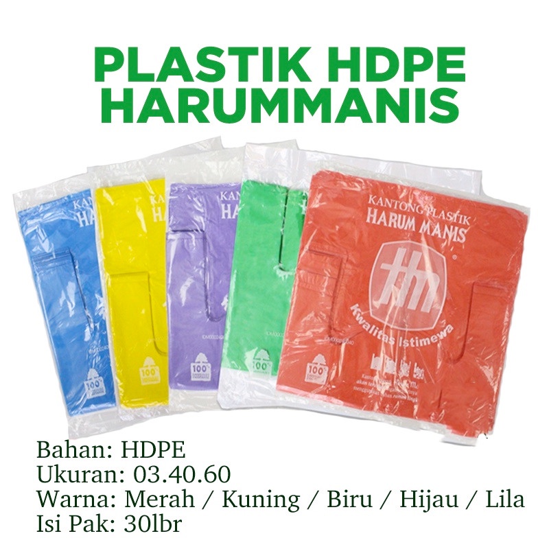 Kantong Kresek Harummanis UK 40 Warna Warni Plastik HDPE
