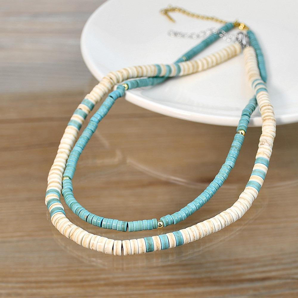 MXBEAUTY Turquoise Kalung Trendi Indah Rantai Klavikula Bulan Aksesoris Pakaian Manik Fashion Perhiasan