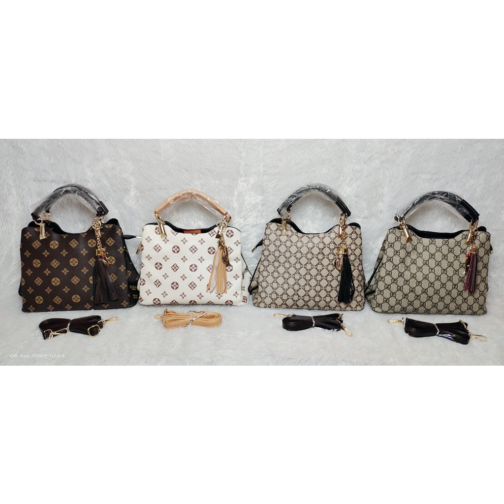 JK 970 1KG MUAT 2PCS TAS HAND BAG WANITA SELEMPANG IMPORT MOTIF MONOGRAM ELEGAN Y9230 T3144 U4444