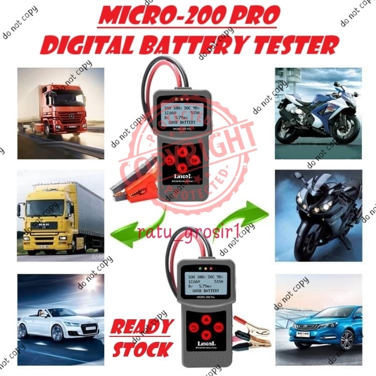 Tester Aki Mobil dan Motor Alat Test Digital Lancol Micro 200 Pro