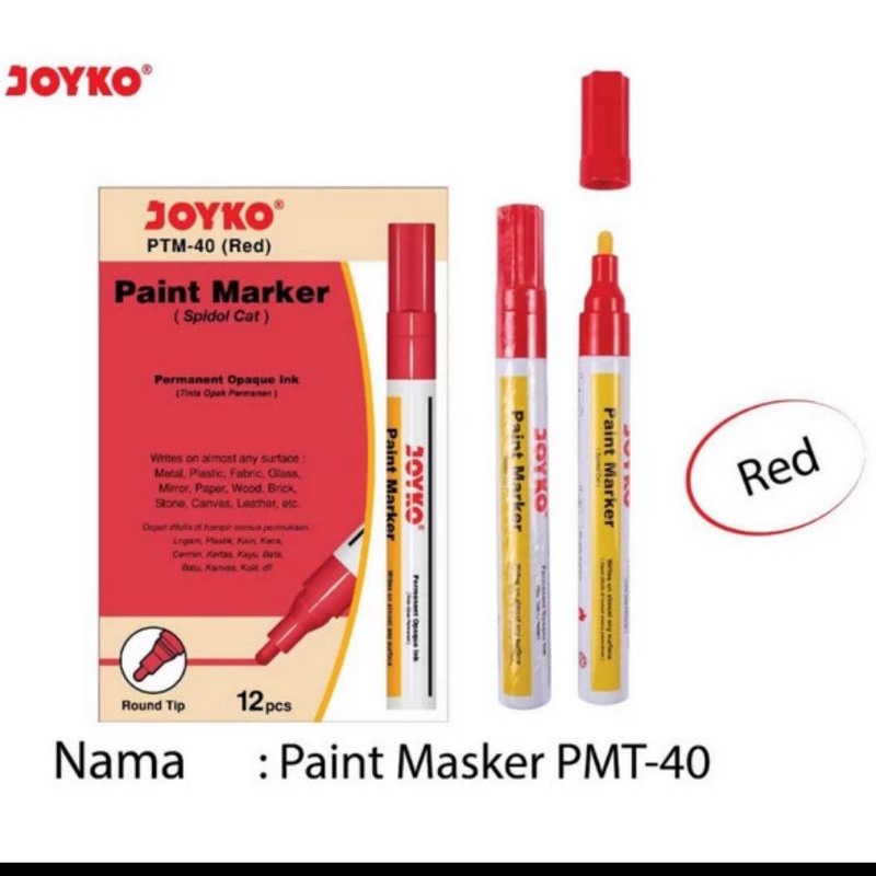 

spidol permanent paint.marker.joyko.PTM 40Red.isi12pvs