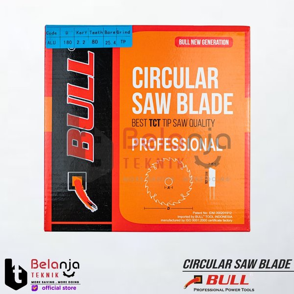 Bull Circular Saw Blade 7 Inch X 80 T Gergaji Mata Potong Aluminium 80T