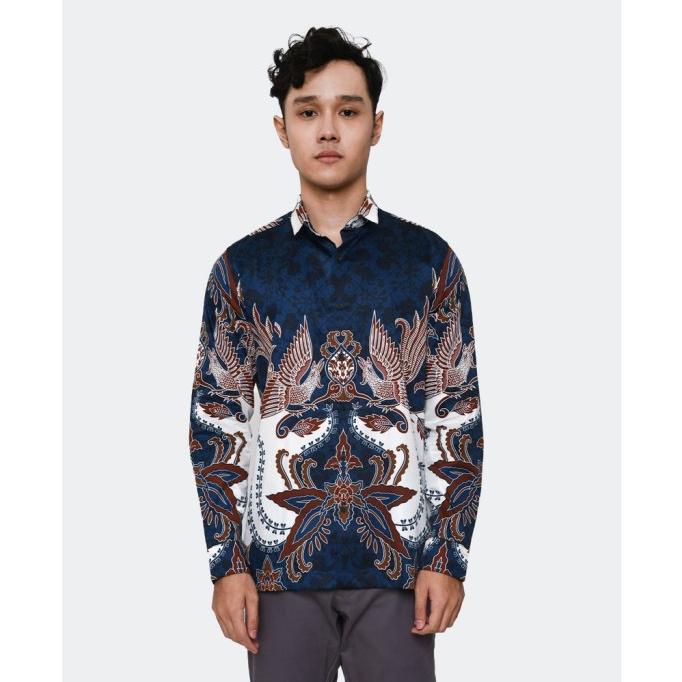 Manzone Kemeja Batik Lengan Panjang Sancaka Navy