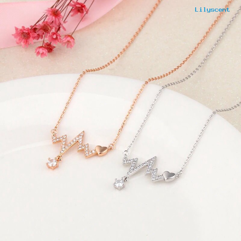 Ls Kalung Wanita Geometris Artistik Hati Ekg Liontin Alloy Necklace Untuk Pesta