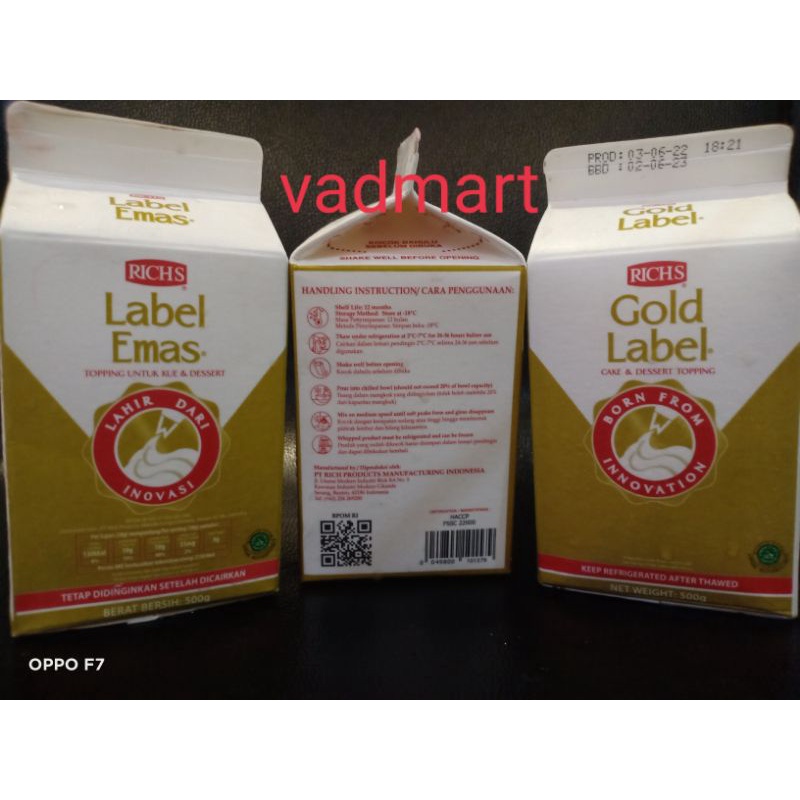 

richs gold label emas whipping cream