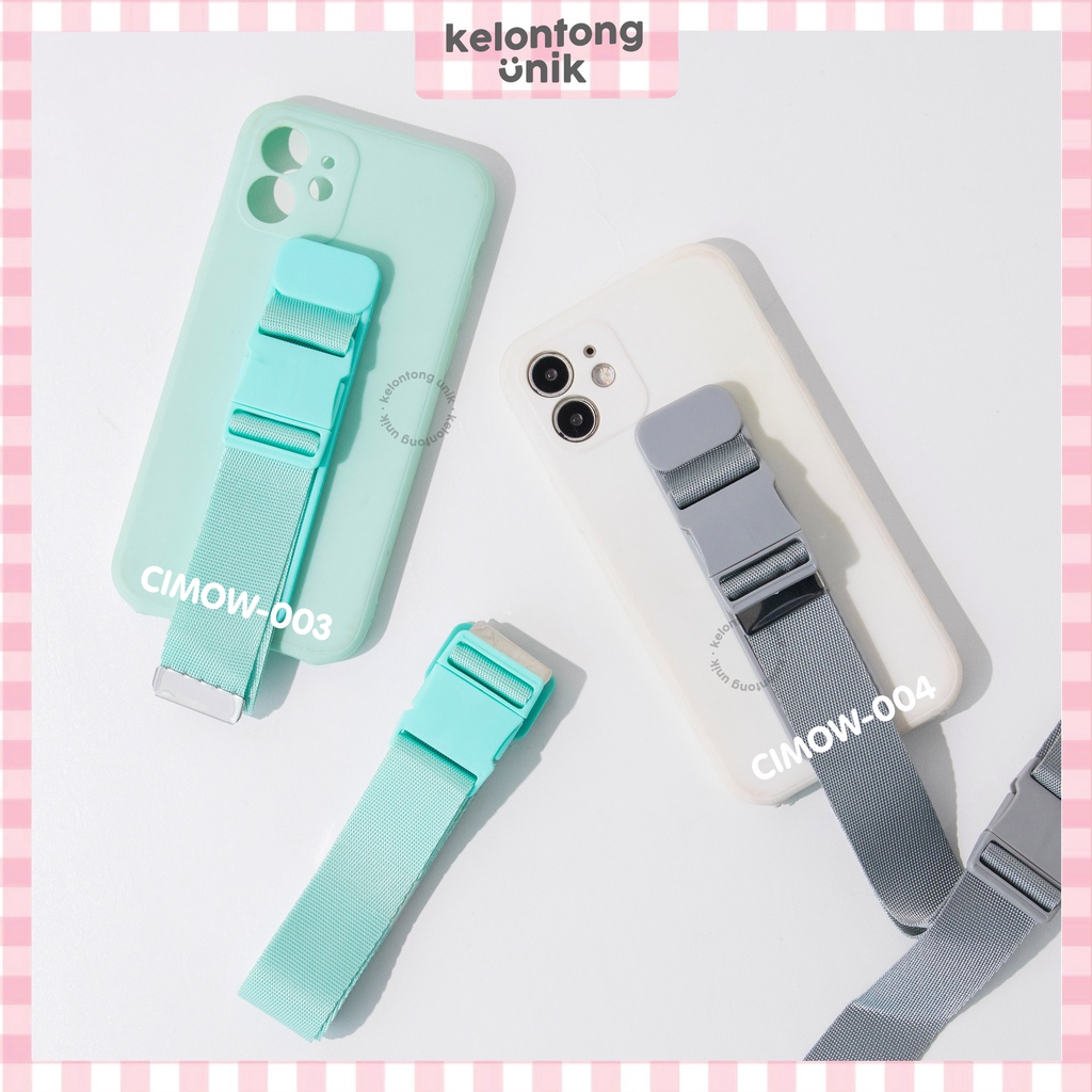 (Seri 2) For iPhone - Square Edge Silicone Case + Tali Wristband Set Panjang Pendek