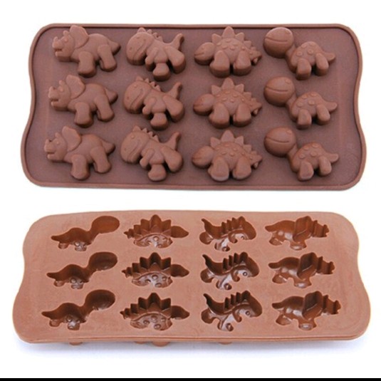 Cetakan Silikon Silicone Dinosaurus Dino Trex T-Rex Jelly Cokelat Kue