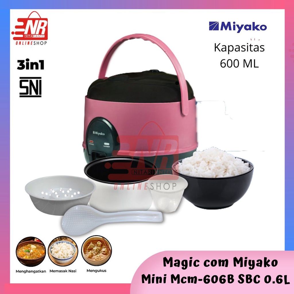 Magic Com Mini Miyako MCM-606 B SBC 0,6Liter / Magic Warmer Plus / Magic Com Mini / Panci Nanoal