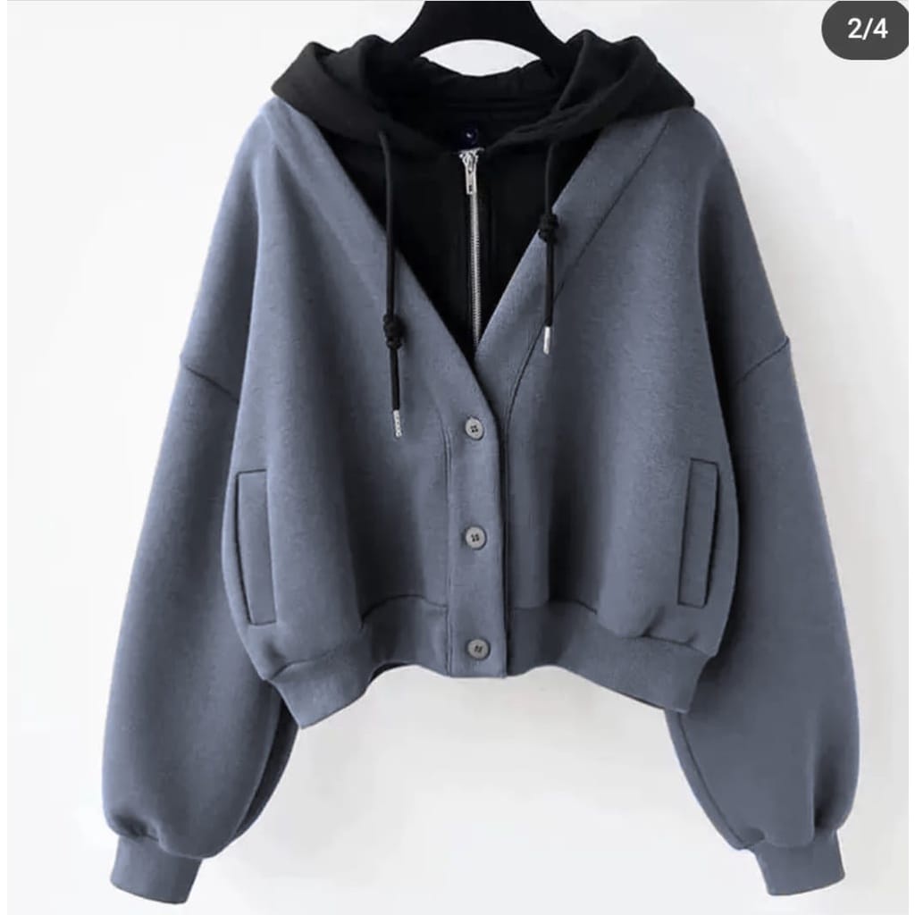 Sweater Hoodie Jaket Wanita | DOUBLE CARDIGAN Sweater hoodie Oversize Korean Style