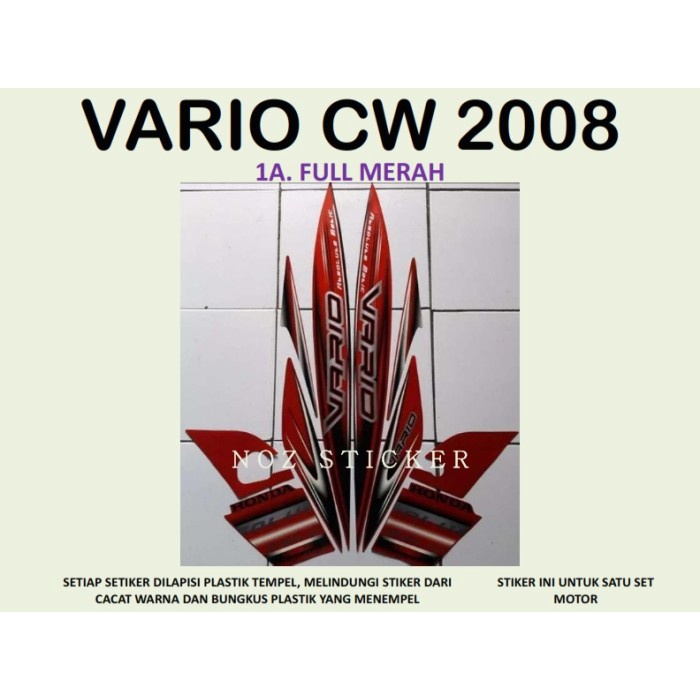 

TERLARIS | Vario 110 CW 2008 Motor Honda Sticker Stripping List Striping Stiker - 1. FULL MERAH