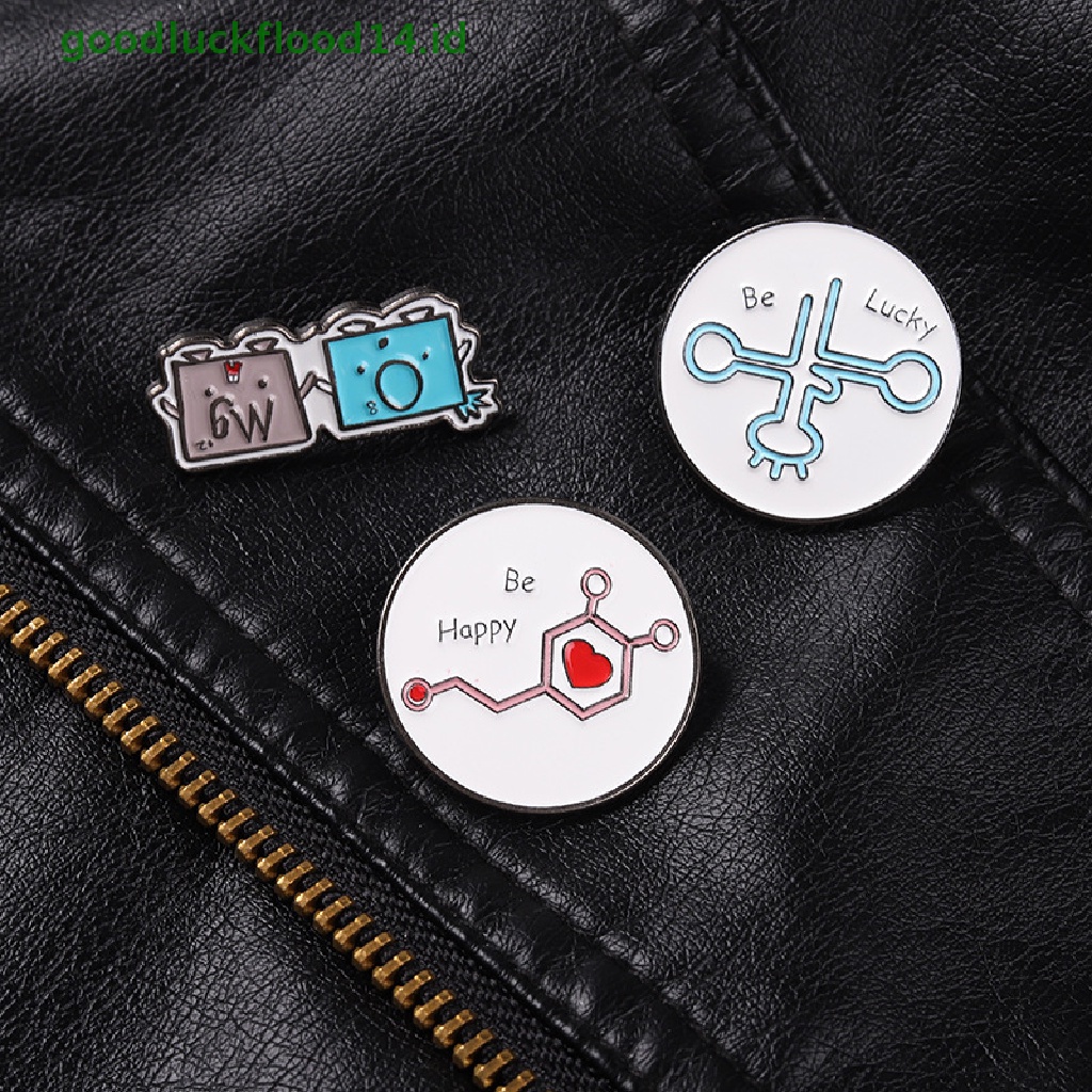 [GOOGFOUR] Pin Enamel Kimia Elemen Formula Molekul Bros Lucu OMG Lucky Badges [TOP]