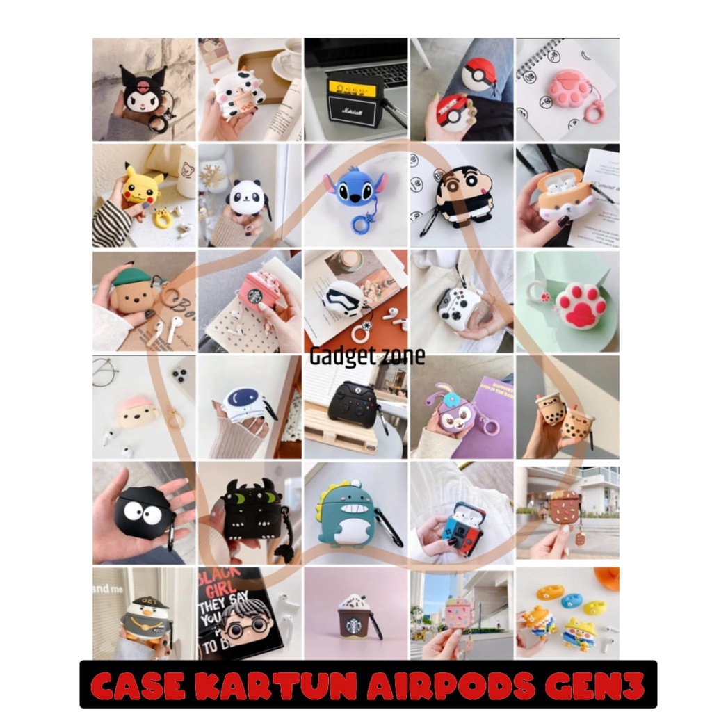 [ Ready Dikirim ] Case 3D Airpods Gen 3 Premium LUCU KARTUN FREE GANTUNGAN SOFTCASE