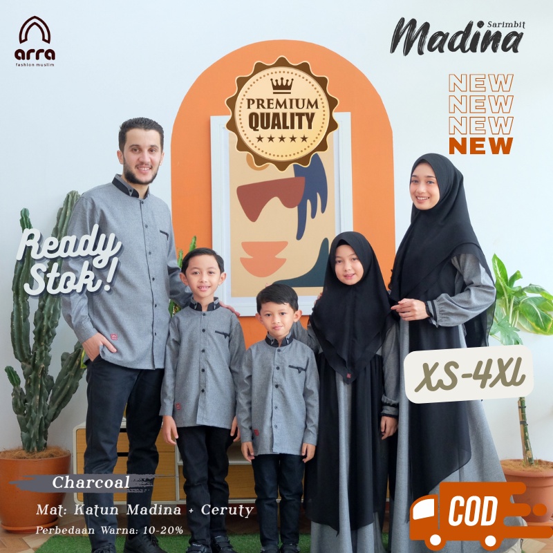 Sarimbit Keluarga 2023 Arra Madina Charcoal Baju Couple Keluarga Lebaran 2023 Baju Couple Pasangan L