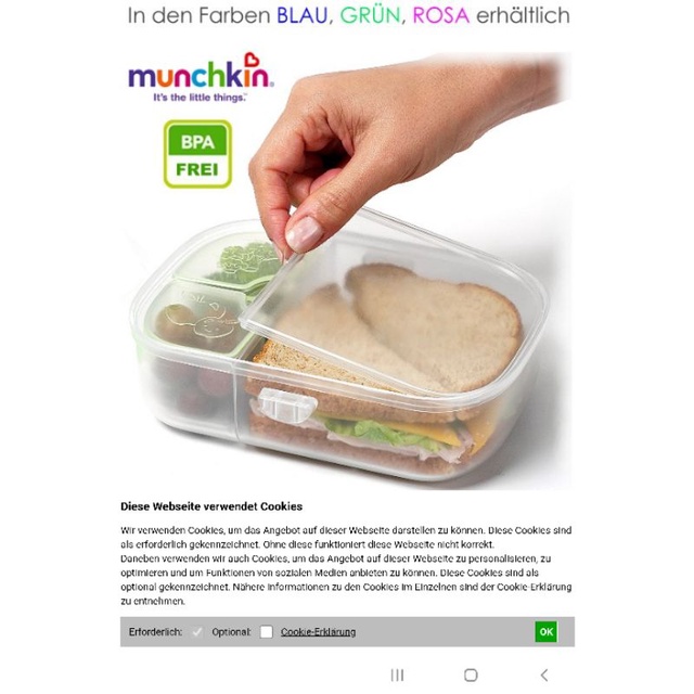 MUNCHKIN Bento Mealtime Set / Set Perlengkapan Makan Bayi Traveling / Set perlengkapan bekal anak