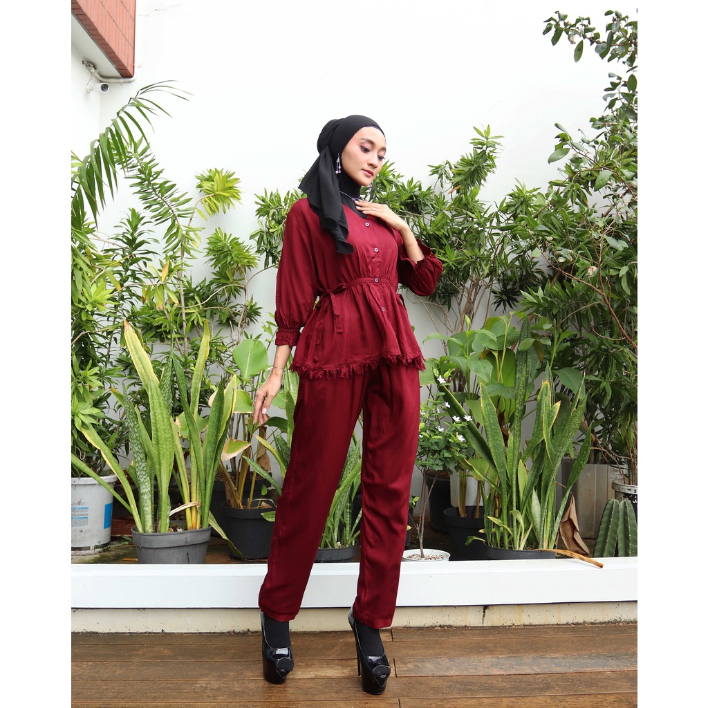 LL FASHION - Tiffany 2 In 1 Set | Setelan Atasan Dan Celana Wanita Lengan Panjang Basic Casual