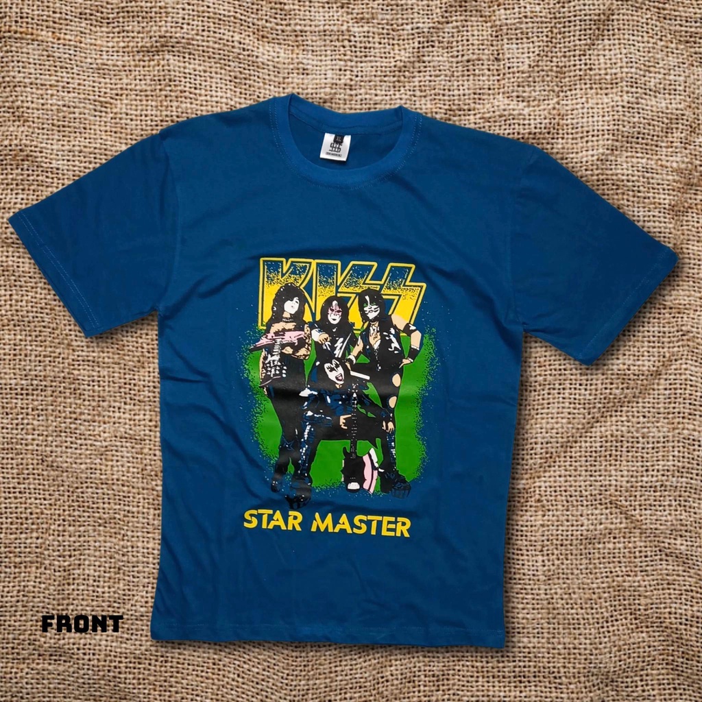 Baju Kaos Band Kiss Warna Biru Tosca Lengan Pendek Kaos Band Original Murah Kaos Distro Original Sta