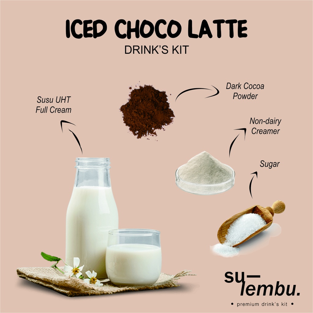 

ICED CHOCO LATTE Drink's Kit - Bikin kreasi minuman ala cafe di rumah dengan bahan premium