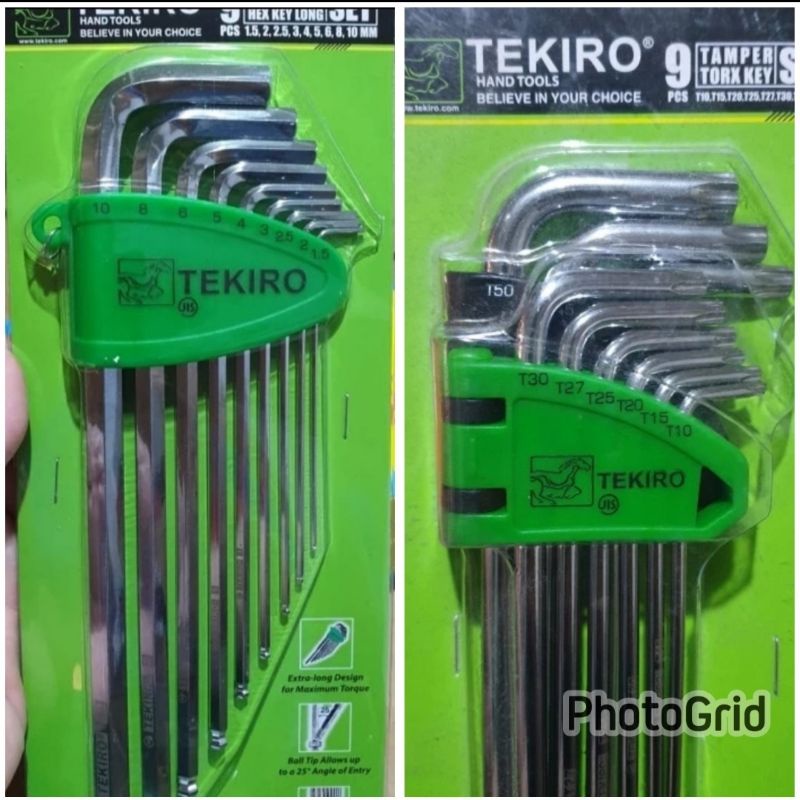 PAKET KUNCI L BALLPOINT TEKIRO 9PCS DAN KUNCI L BINTANG LUBANG TEKIRO 9PCS PAKET BALLPOINT HEX KEY DAN TORX KEY TEMPER TEKIRO 9PCS