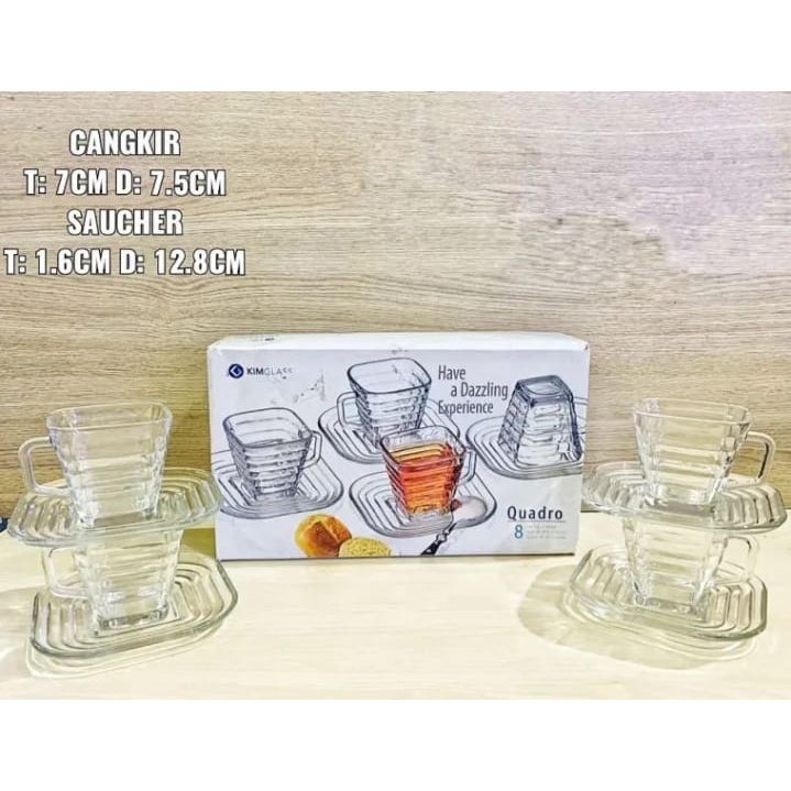 murah satu set 8 pcs isi cangkir dan tatakan / cangkir teh / cangkir kopi / cangkir set untuk kado