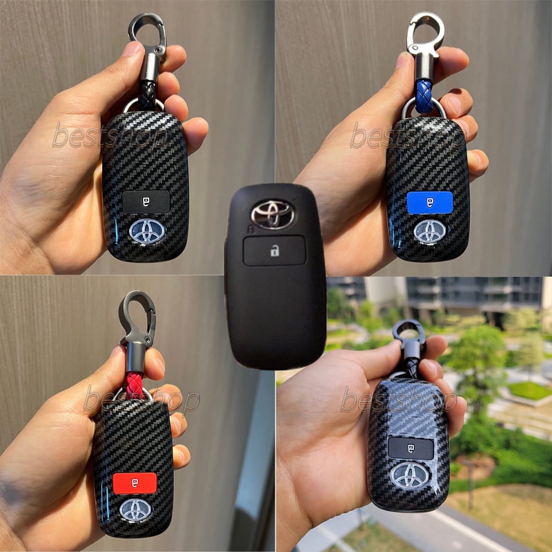 Remote Key Carbon Fiber Case Key Cover Pelindung Case Untuk Toyota Veloz Raize Avanza2022