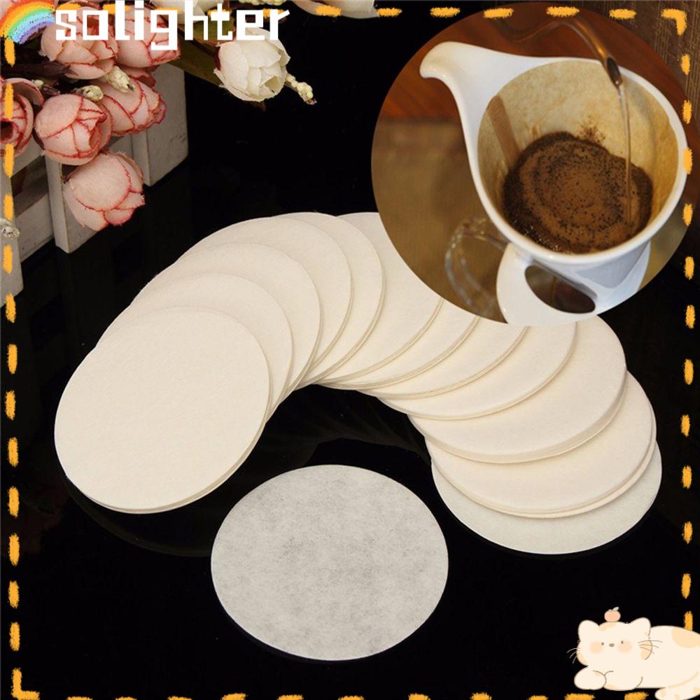 Solighter 100pcs Coffee Filters Kertas Alat Kopi Rumah Kapsul Isi Ulang Bulat