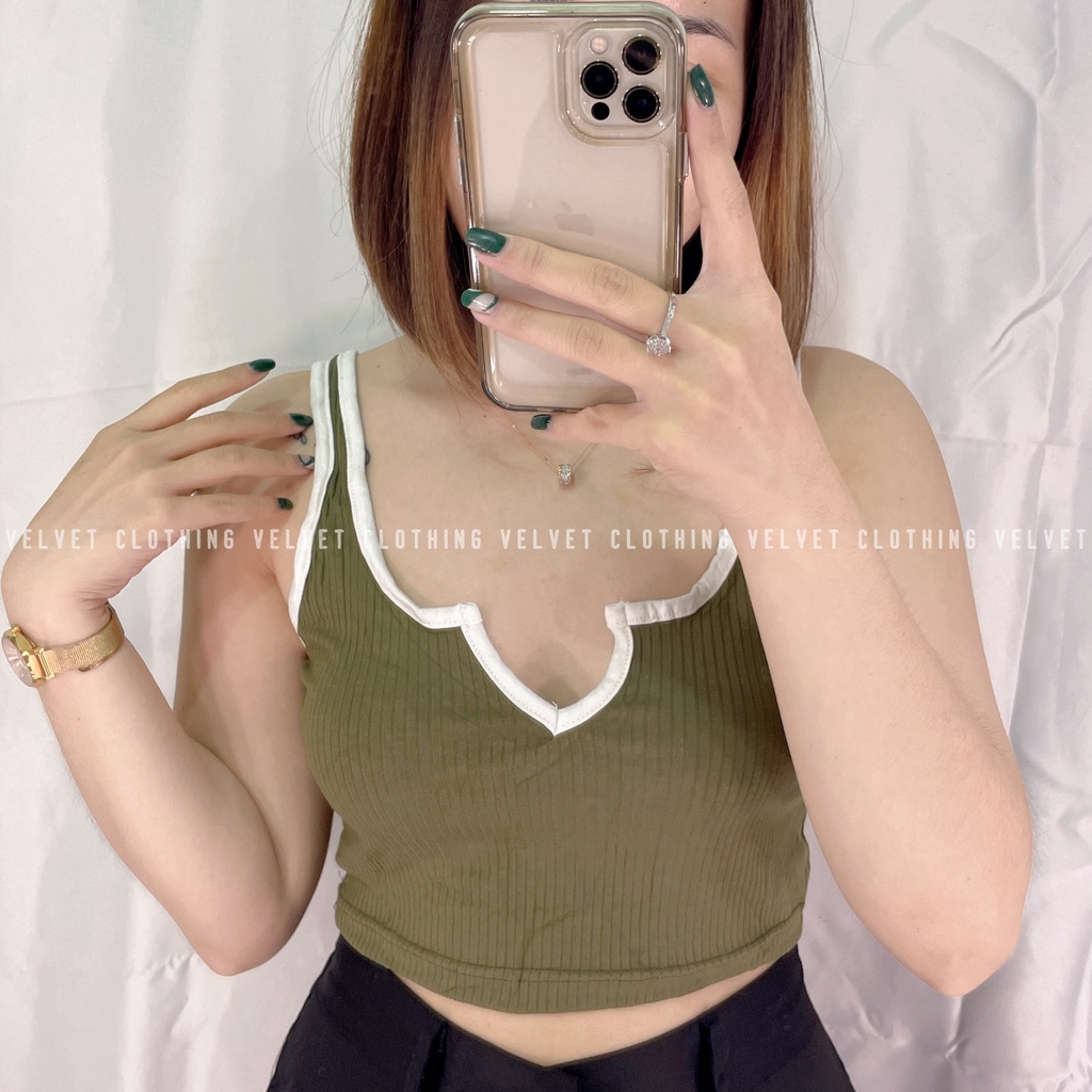 Evelyn Tanktop List Wanita / Tanktop knit rib premium / Tanktop Crop 4633