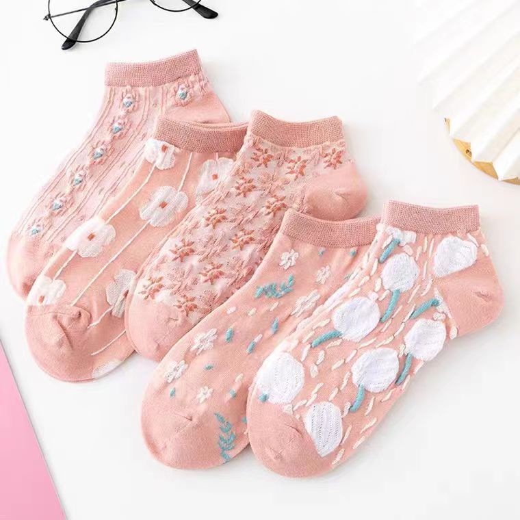 1234OS - Kaos Kaki Wanita Fashion Motif Flowy Dusty Edition. Kaos Kaki Wanita Dewasa. Kaoskaki Pendek Korea Sock Import.