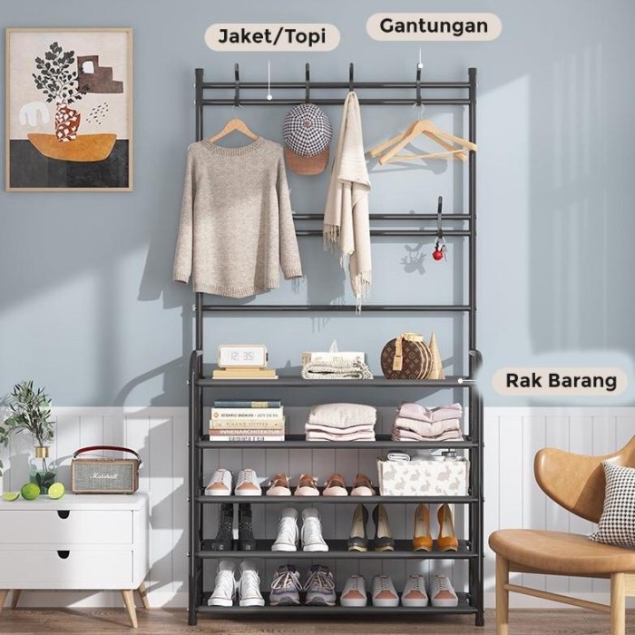 Hanger New Jr-06 Rak Gantungan Baju Hanger Tas Stand Hanger Rak Sepatu
