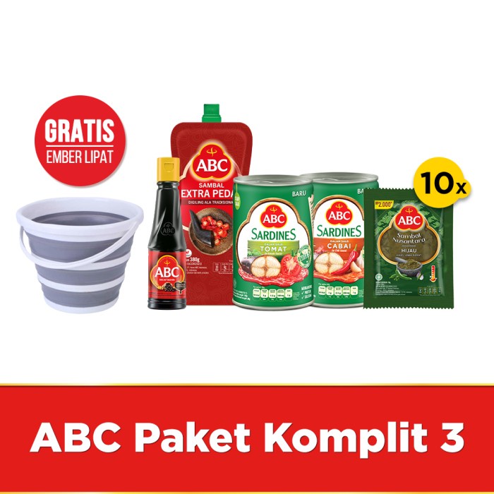 ABC PAKET KOMPLIT SAUS SAMBAL, SAMBAL HIJAU, SARDEN, DAN KECAP MANIS