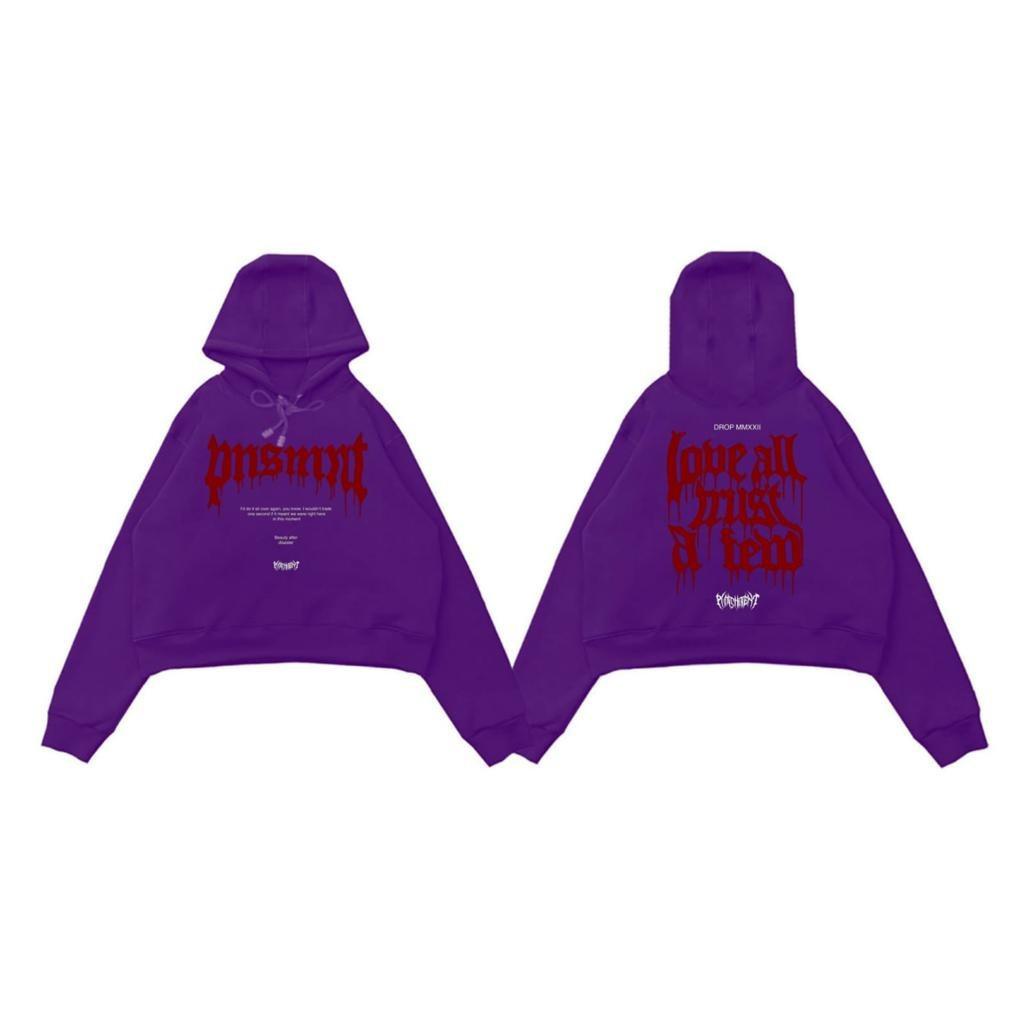 Punishment Hoodie Crop Love All Must Purple Unisex