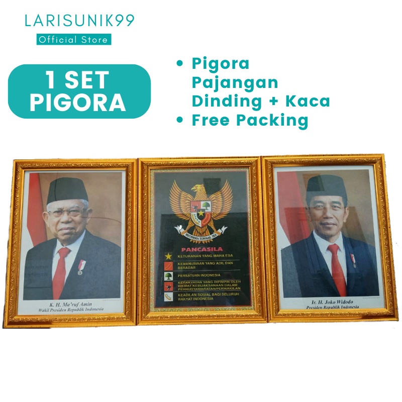 Foto Presiden Dan Wakil Presiden Pigura Pajangan Dinding Poster Gambar 1 Set Bahan Polyframe Fiber