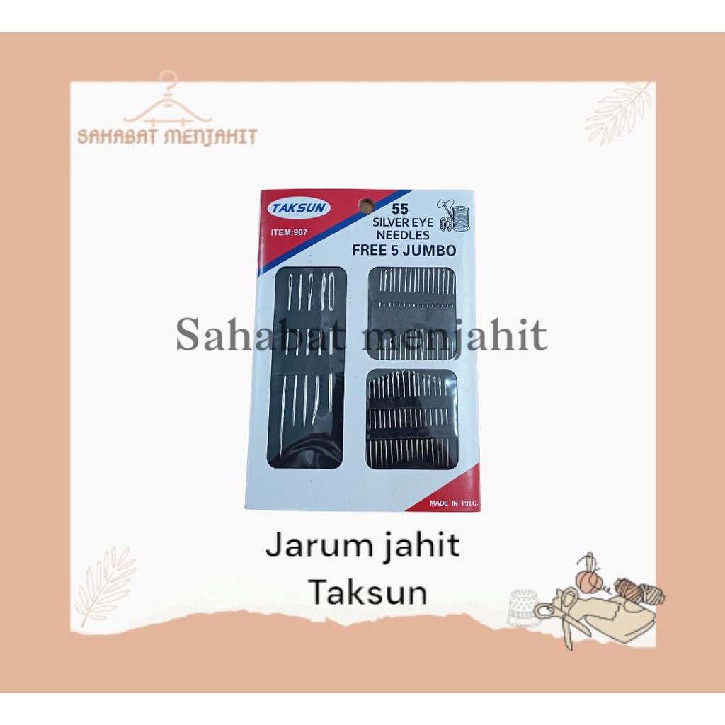 Jarum Jahit Tangan (50 Pcs + 5 EXTRA Jarum Besar) / Jarum Jahit Tangan TAKSUN