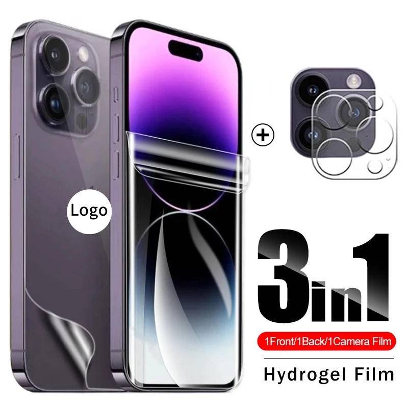 Pelindung Layar Film Hydrogel 3-in-1 Pelindung Kamera Film Belakang Untuk iPhone 6 6s 78 Plus SE 2020 2022 X Xs XR Max