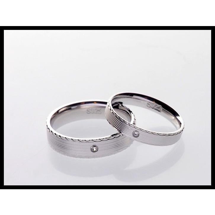 Cincin Couple Perak Sterling 925 Berlapiskan Emas Putih/Kuning 011