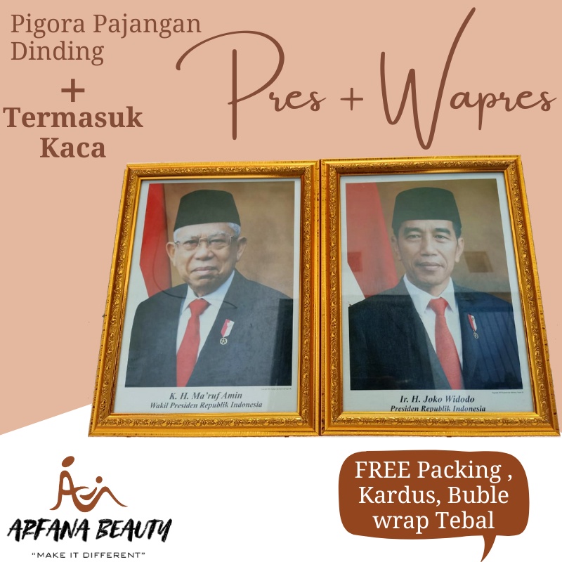 Pigura Foto Gambar Presiden Dan Wakil Hiasan Dinding Poster 1 Set Bahan Polyframe Fiber PRES DAN WAPRES