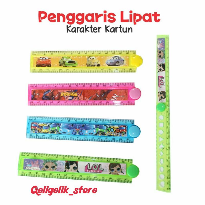 

Penggaris 30cm Lipat 15cm Karakter Lucu/ Garisan Karakter Anak Sekolah / Mistar Anak Sekolah (1 Pcs)