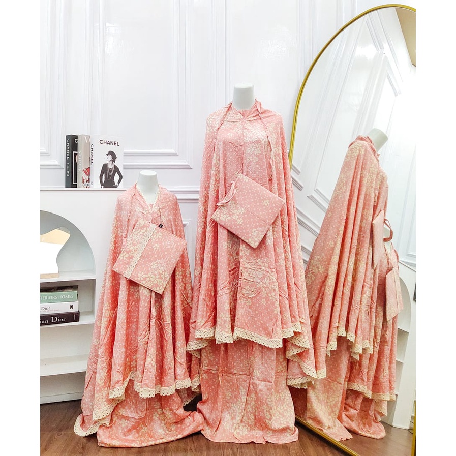 Mukena COUPLE IBU dan ANAK | Mukena Rayon Renda | Mukena Travel | Free Bag