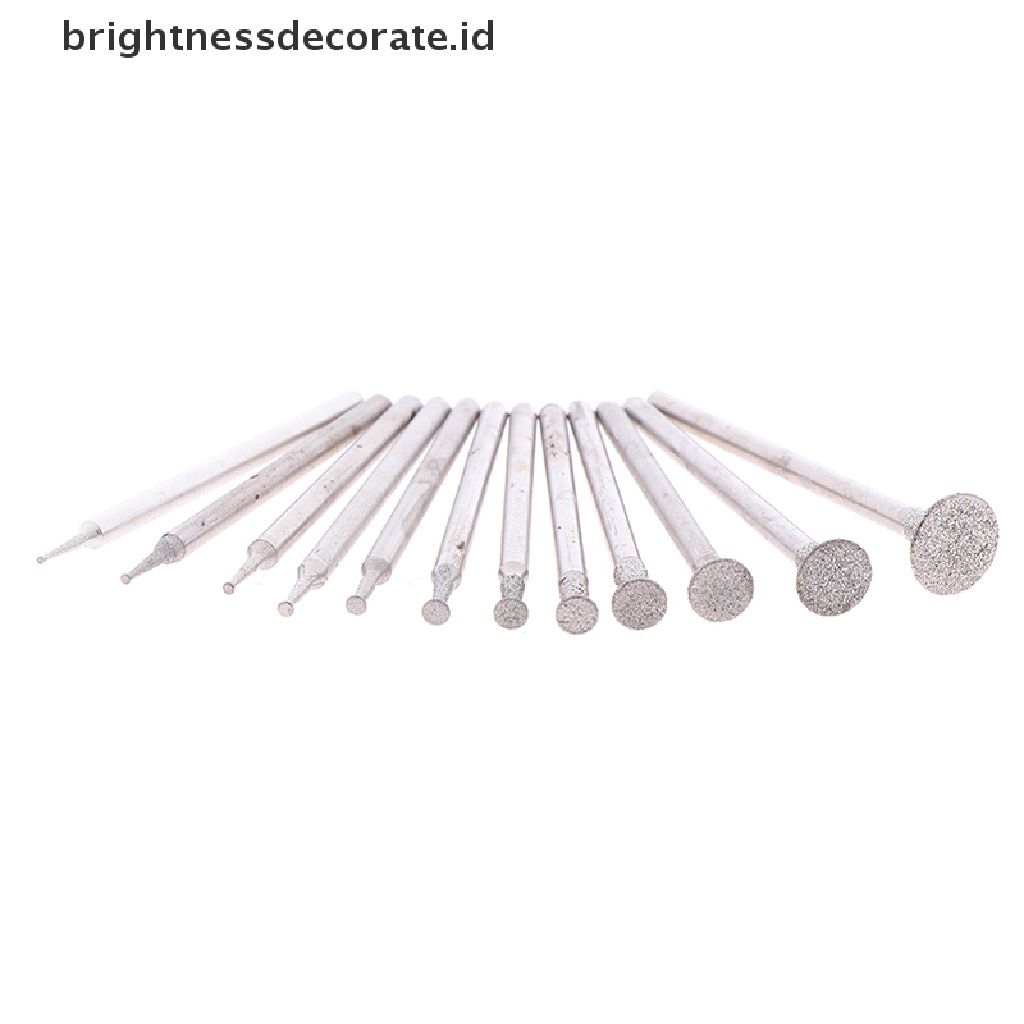 [Birth] 12pcs Bor Diamond Grinding Head Bur 2.3mm Batu Giok Ukir Poles Engrave Tool [ID]