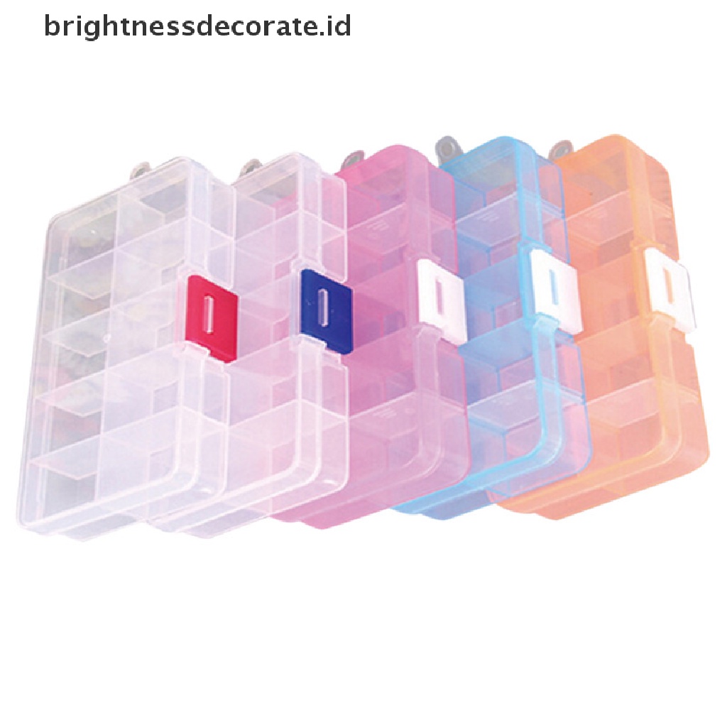 [Birth] Plastik 10slot Adjustable Kotak Penyimpanan Perhiasan Case Craft Organizer Beads [ID]