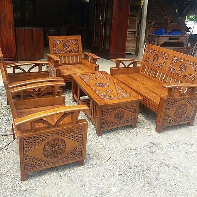 Set Kursi Tamu Minimalis Kayu Jati Model Ukiran Modern, Kursi Tamu Becak