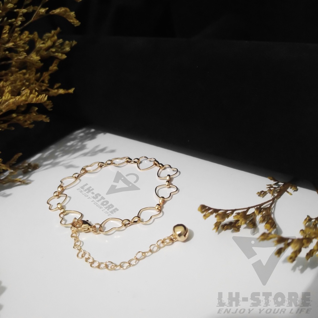 Aesthetic Gelang Tangan Wanita Rantai Love Gold Berlapis Emas Anti karat