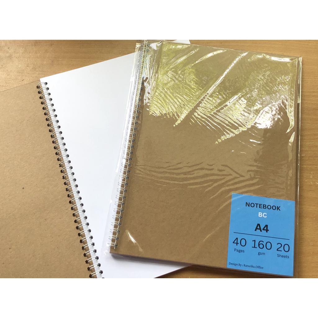 Notebook A4 BC (Brief Card 160gsm) Kertas Halus Cover Kraft 350gsm