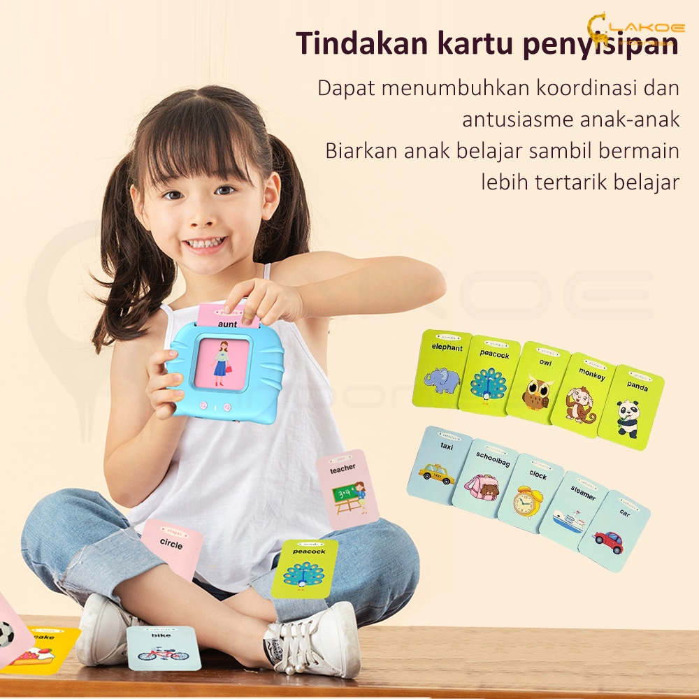 Flash Card Early Education Bilingual Device Mainan Flash card bersuara Alat Bantu Pengenalan kosakata Bahasa Inggris