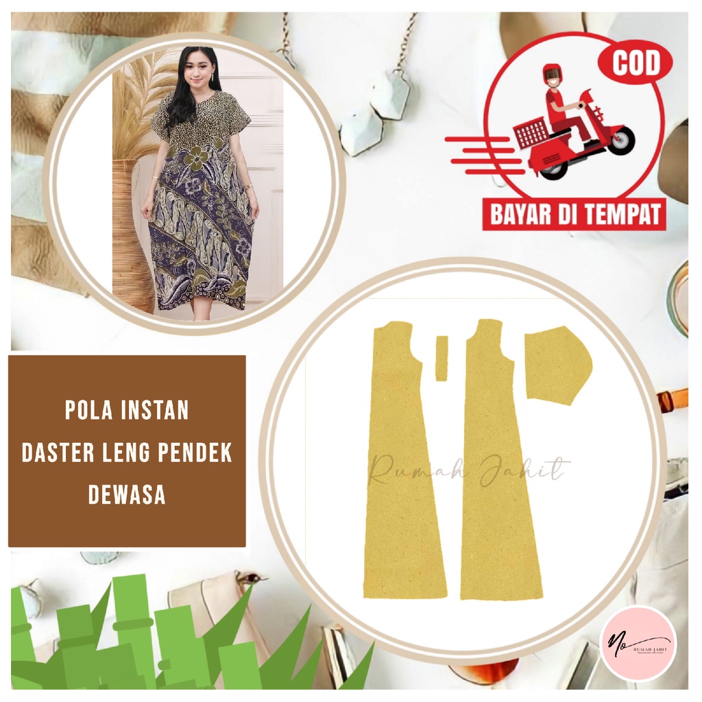 [ ✓ BISA COD ] Pola Instan Daster Dewasa - Pola Baju Tinggal Jiplak Berkampuh 1,5 cm ( Lebihan Jahit