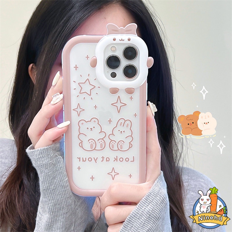 IPHONE Casing Kompatibel Untuk Iphone14 13 12 11 Pro Max X Xr Xs Max7 8 6 6s Plus Se2020Kacamata Kecil Lensa Phone Case Beruang Coklat Shockproof Glossy Silikon Soft Case Cover Pelindung