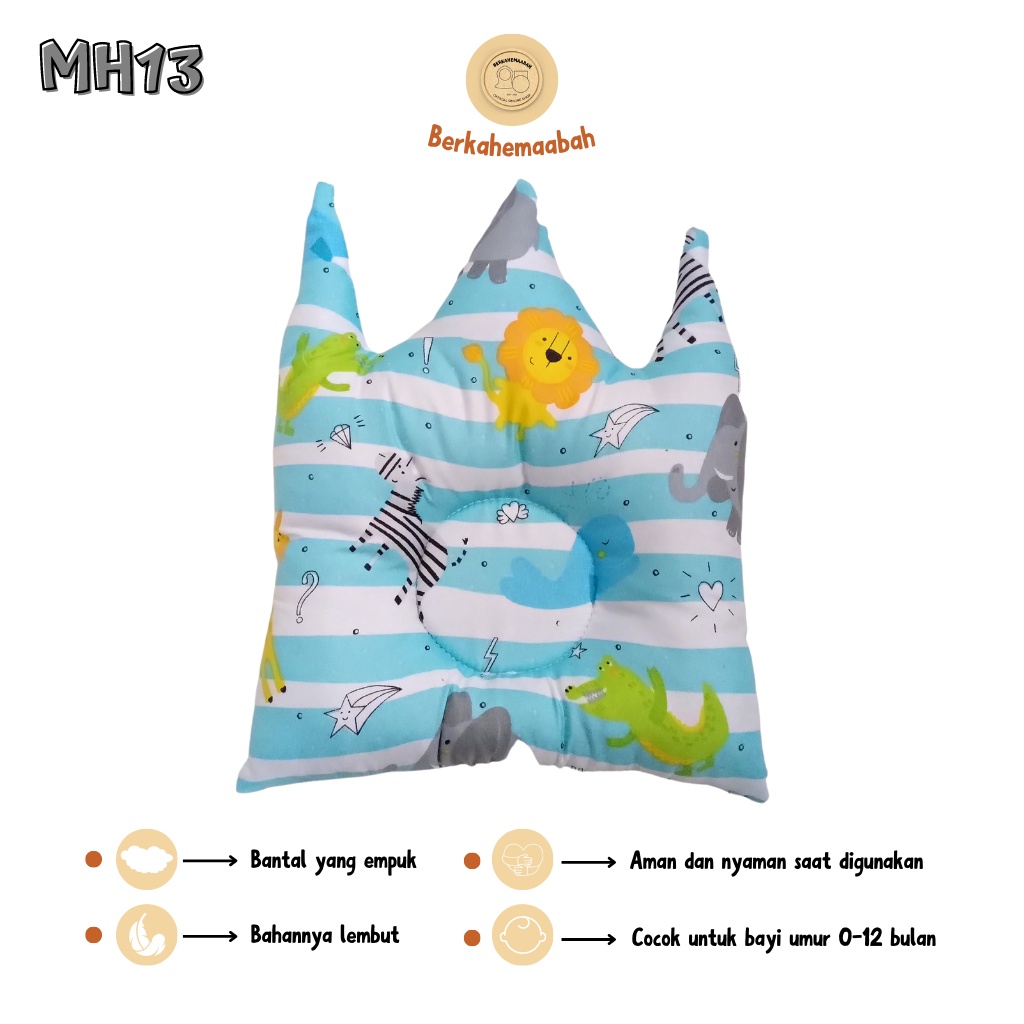 (ANIMAL BIRU) Bantal Bayi Anti Peyang Mahkota Series | Bantal Bayi | Flat Head Prevention Pillow | Bantal Mahkota Series