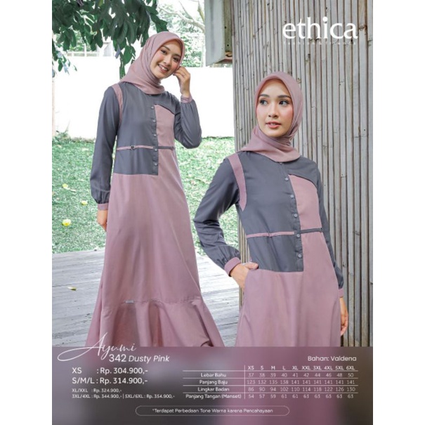 Gamis Ethica Ayumi 342 Dusty Pink Khaki