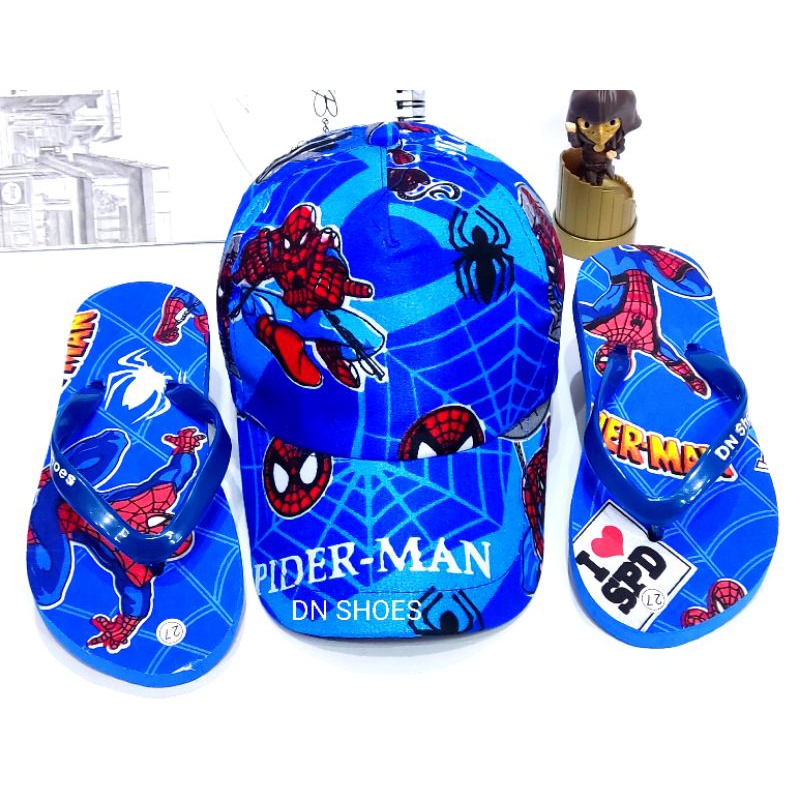 Paket Topi Anak Laki Laki Topi Anak Paket Jepit Anak Laki Lucu Karakter Spiderman Biru Navy Murah